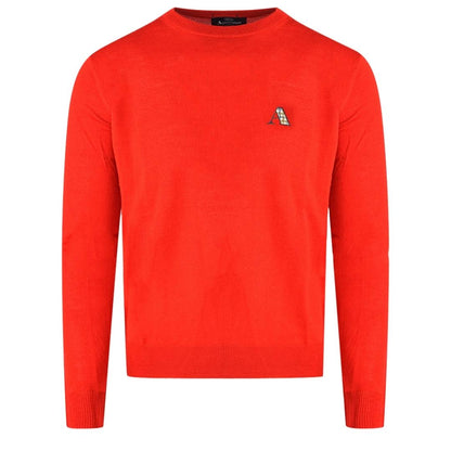 Aquascutum Check A Logo Red Jumper - Nova Clothing