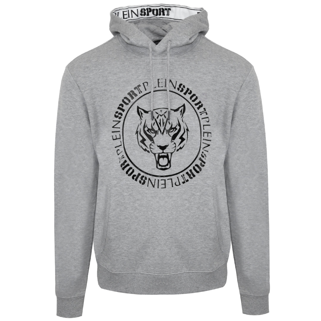 Plein Sport Circle Logo Taped Hood Grey Hoodie