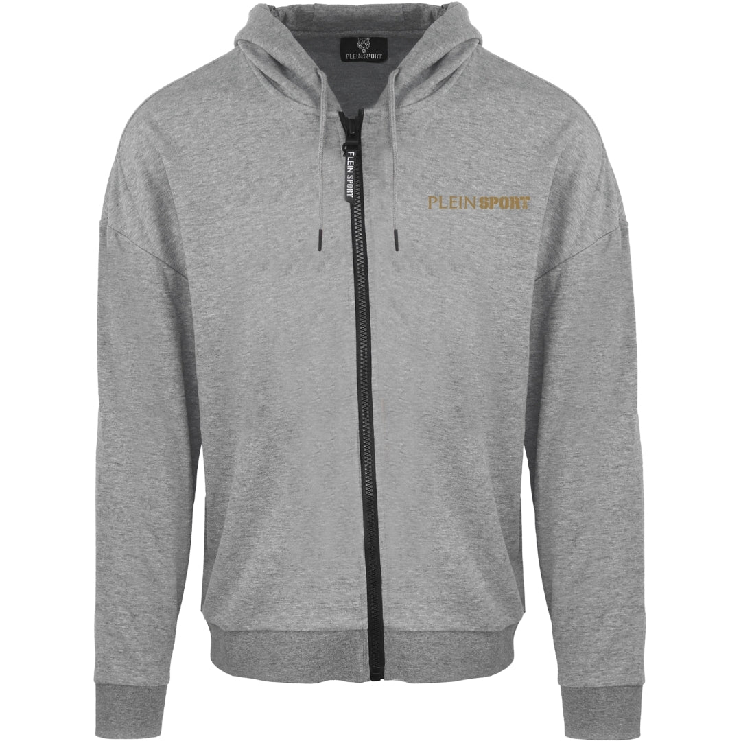 Plein Sport Logo On Back Zip-Up Grey Hoodie S