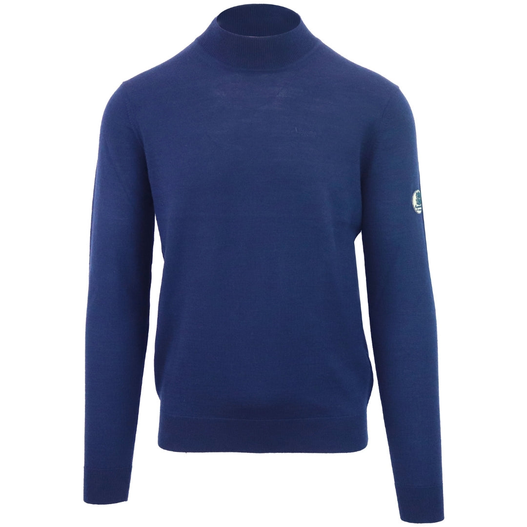 Aquascutum Plain Funnel Neck Blue Jumper S