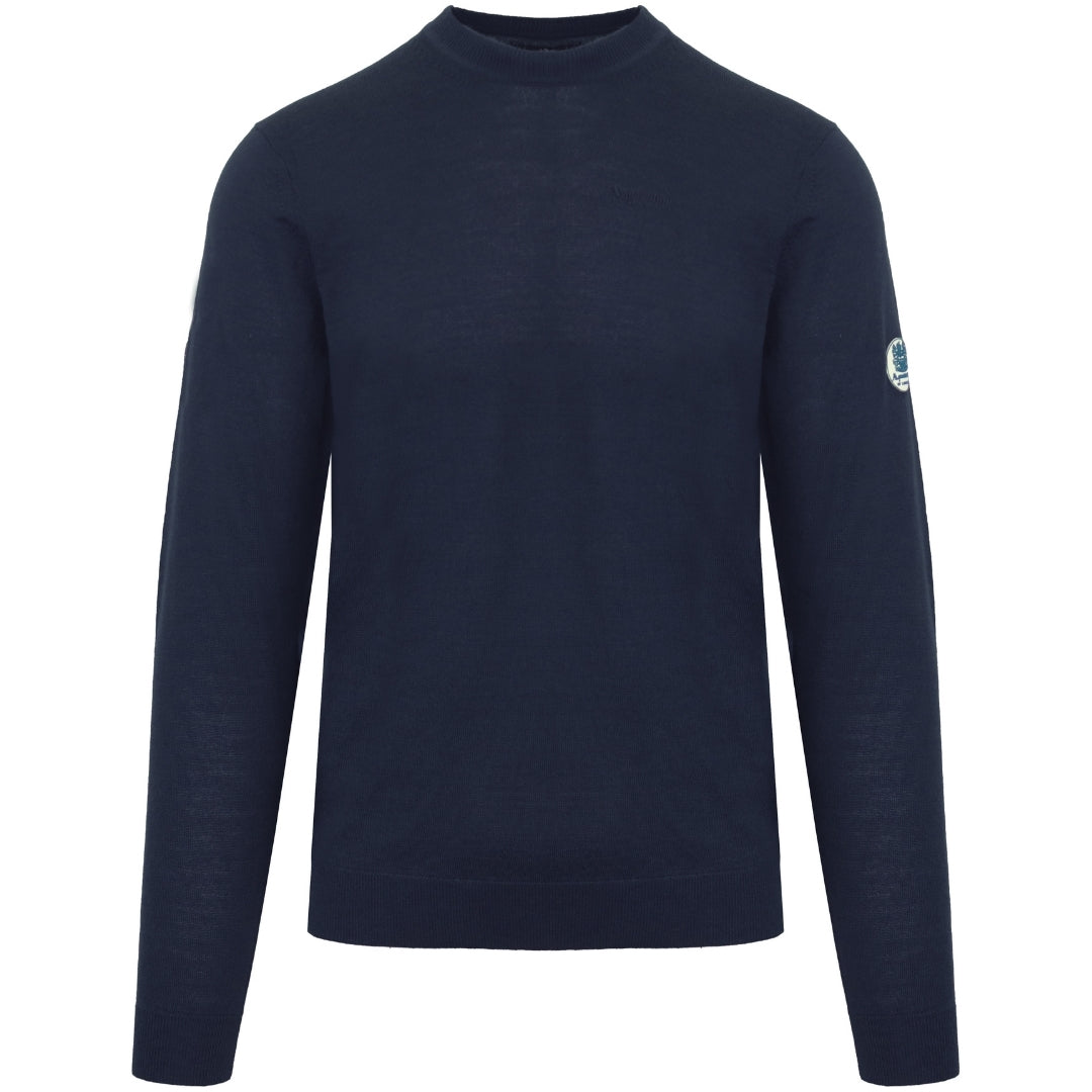 Aquascutum Plain Round Neck Navy Blue Jumper S