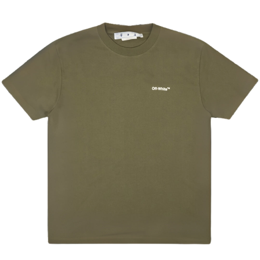 Off-White Bricks Logo Slim Fit Green T-Shirt