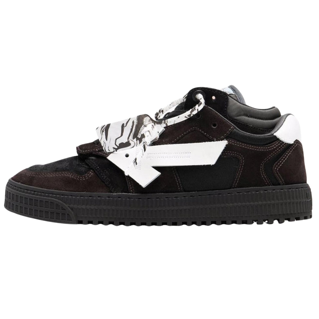 Off White Floating Arrow Low Top Brown Leather Sneakers