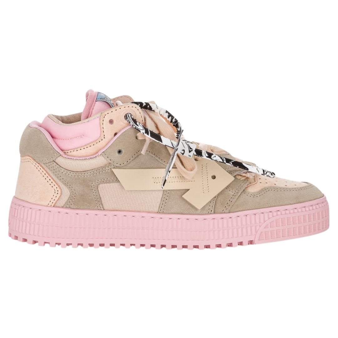 Off White Floating Arrow Low Top Pink Leather Sneakers