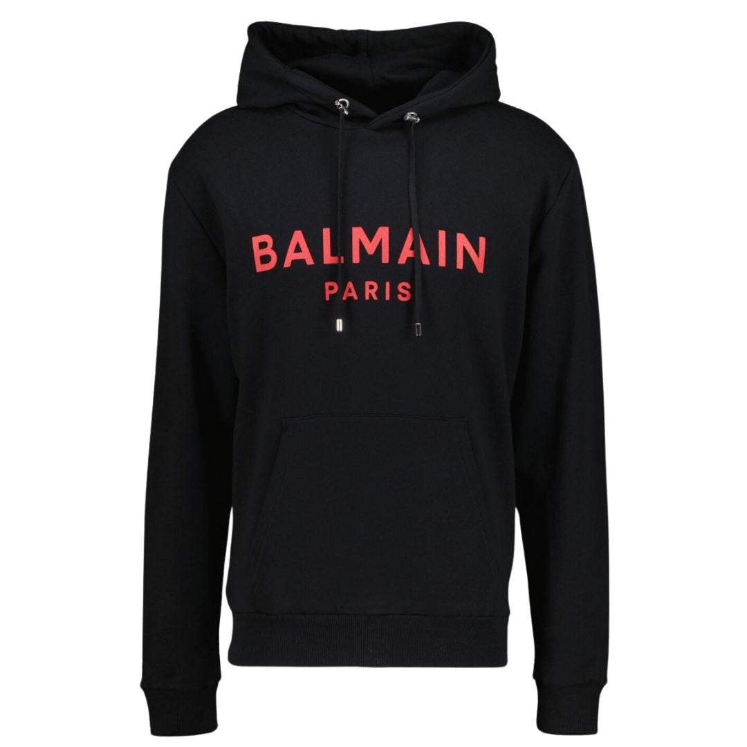 Balmain Mens Sweater Bh1Jr002 Bb65 Red Logo Black