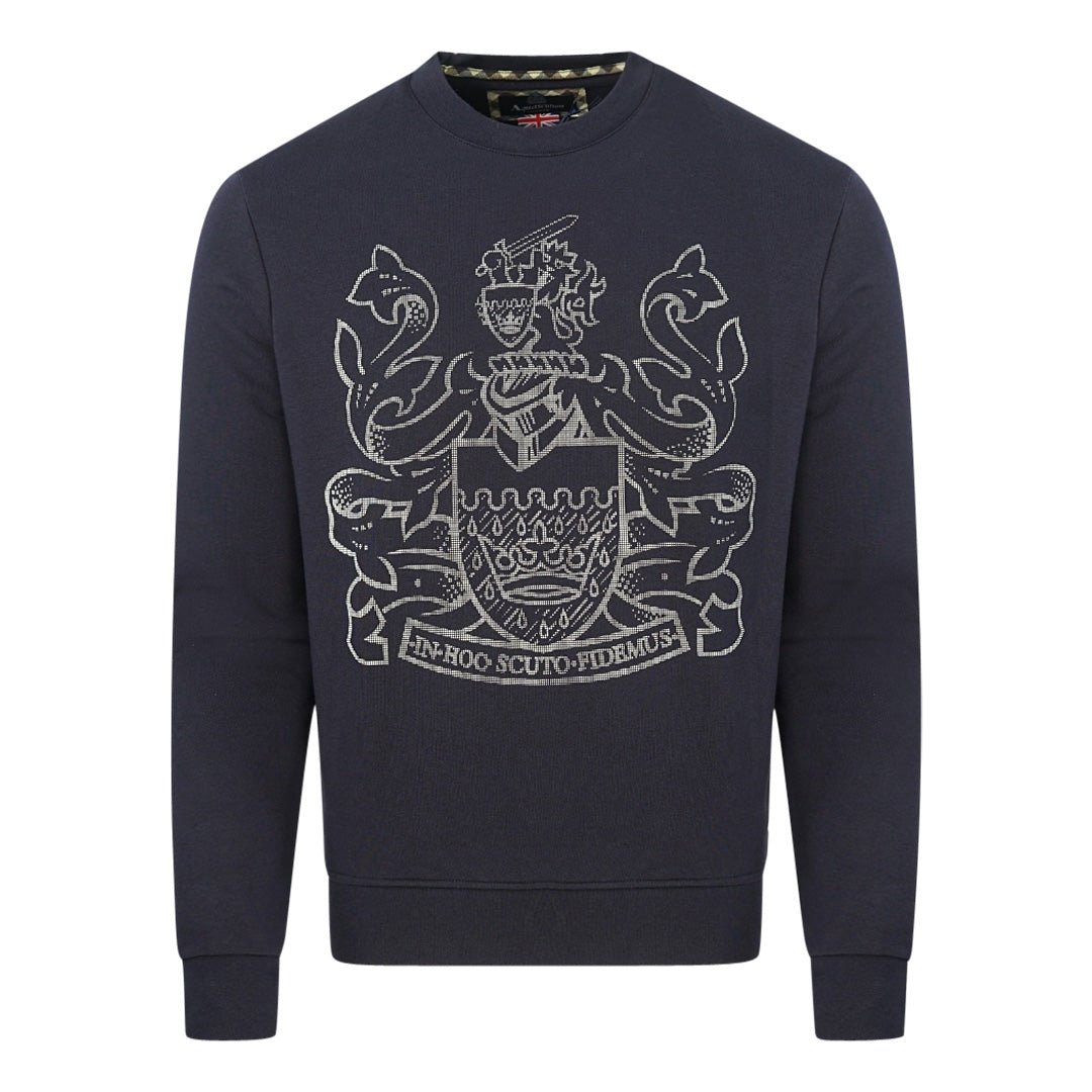 Aquascutum Pixel Aldis Logo Navy Sweatshirt - Nova Clothing