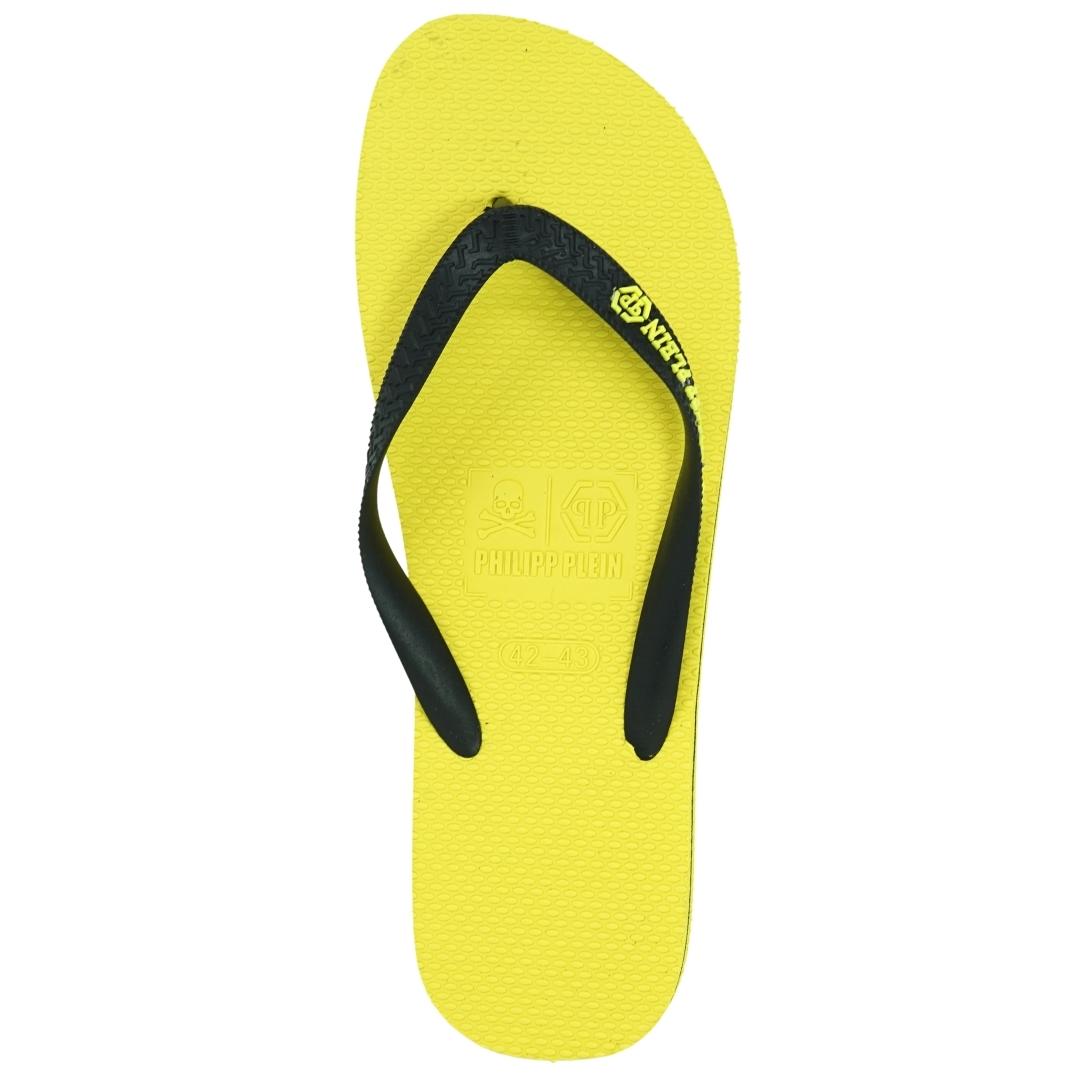 Philipp Plein Mens Imps904 24B Flip Flops Yellow