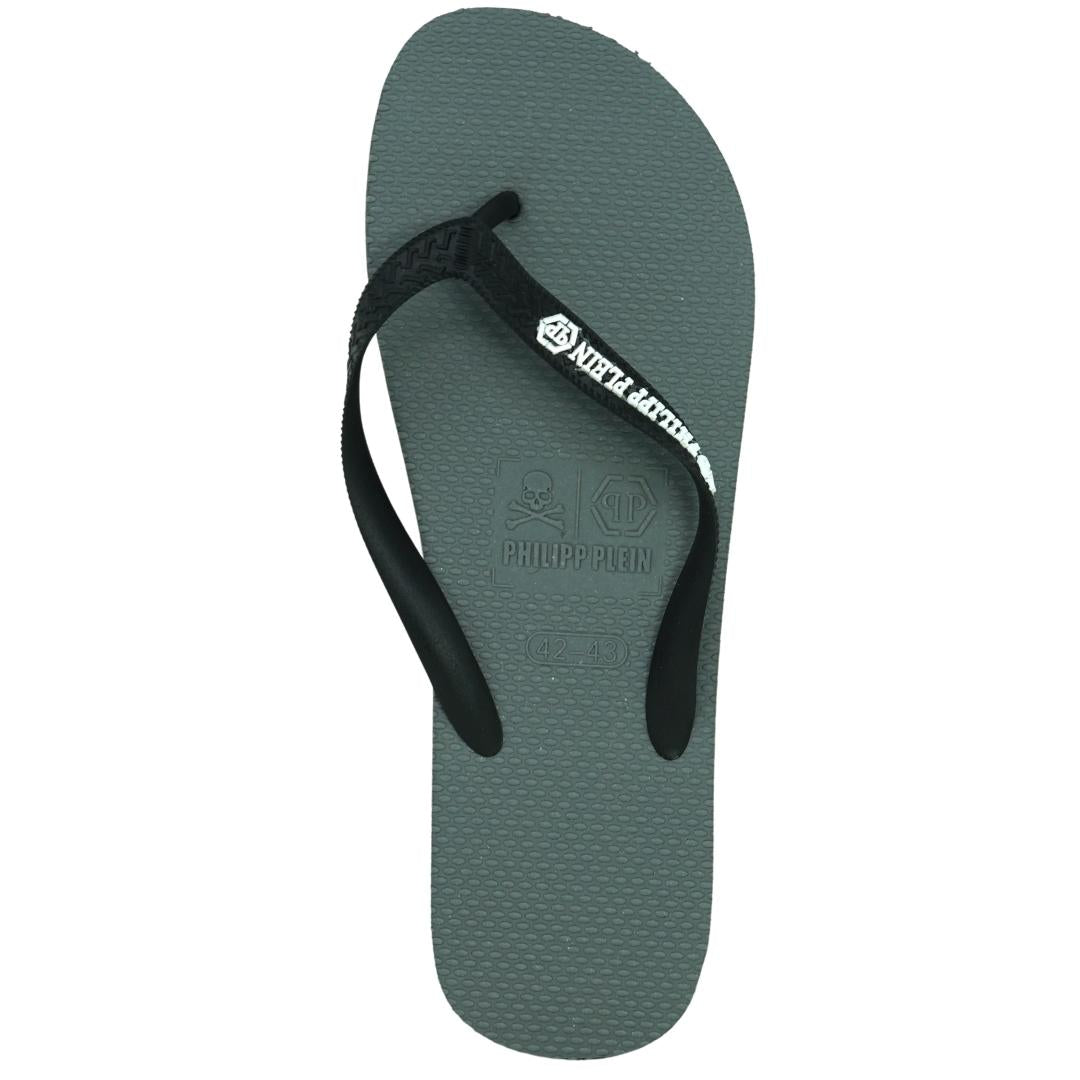 Philipp Plein Mens Imps904 94B Flip Flops Grey