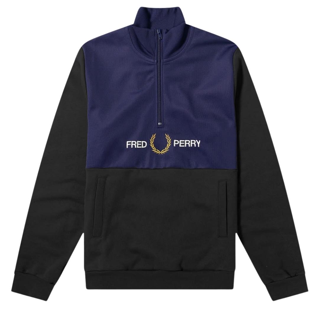 Fred Perry Half Zip Pull-Over Black Jumper - Nova Clothing