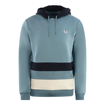 Fred Perry Colour Block Ash Blue Hoodie