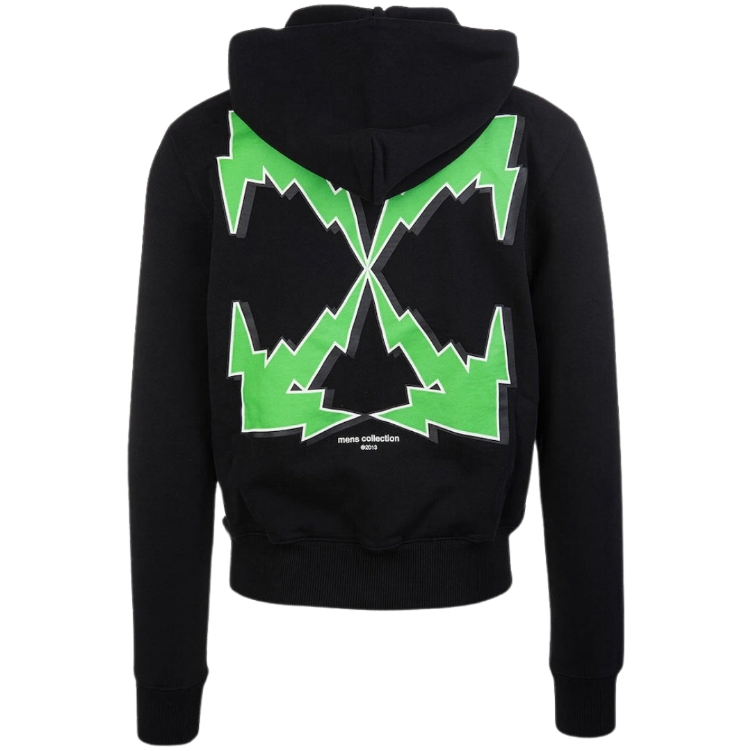 Off-White Green Bolt Arrow Slim Fit Black Hoodie S