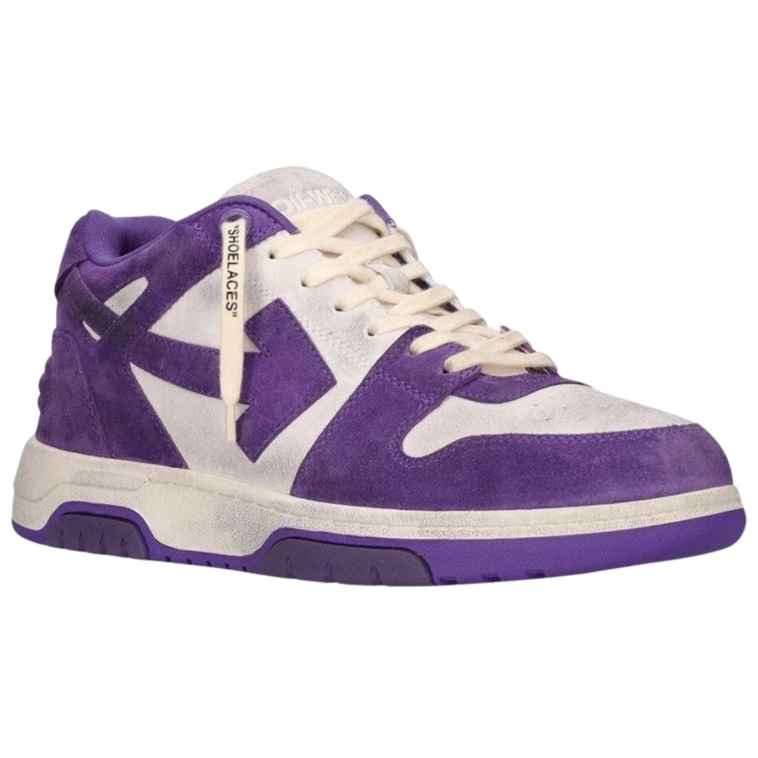 Off-White Out Of Office Vintage Purple Suede Leather Sneakers UK 6