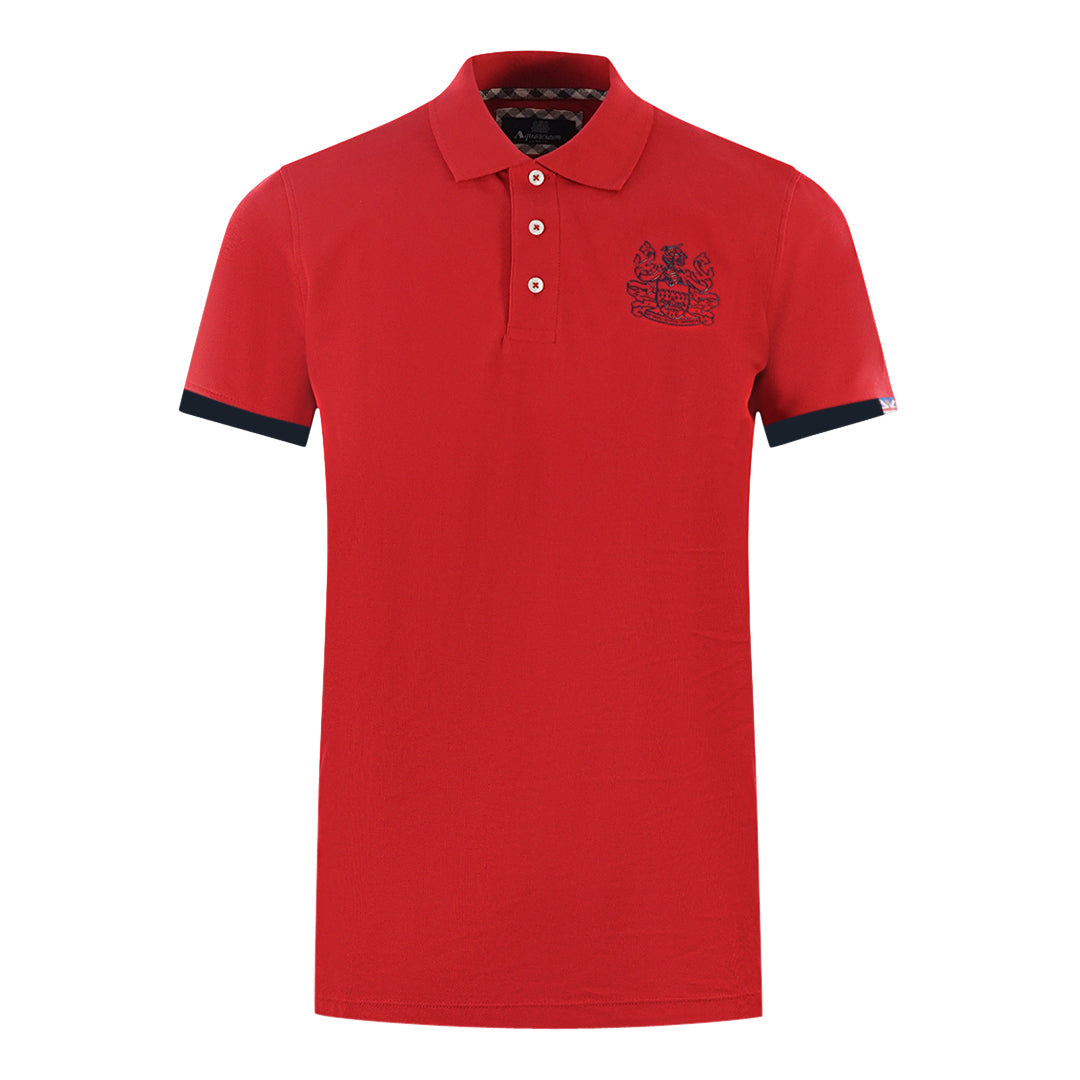 Aquascutum Mens P00223 52 Polo Shirt Red