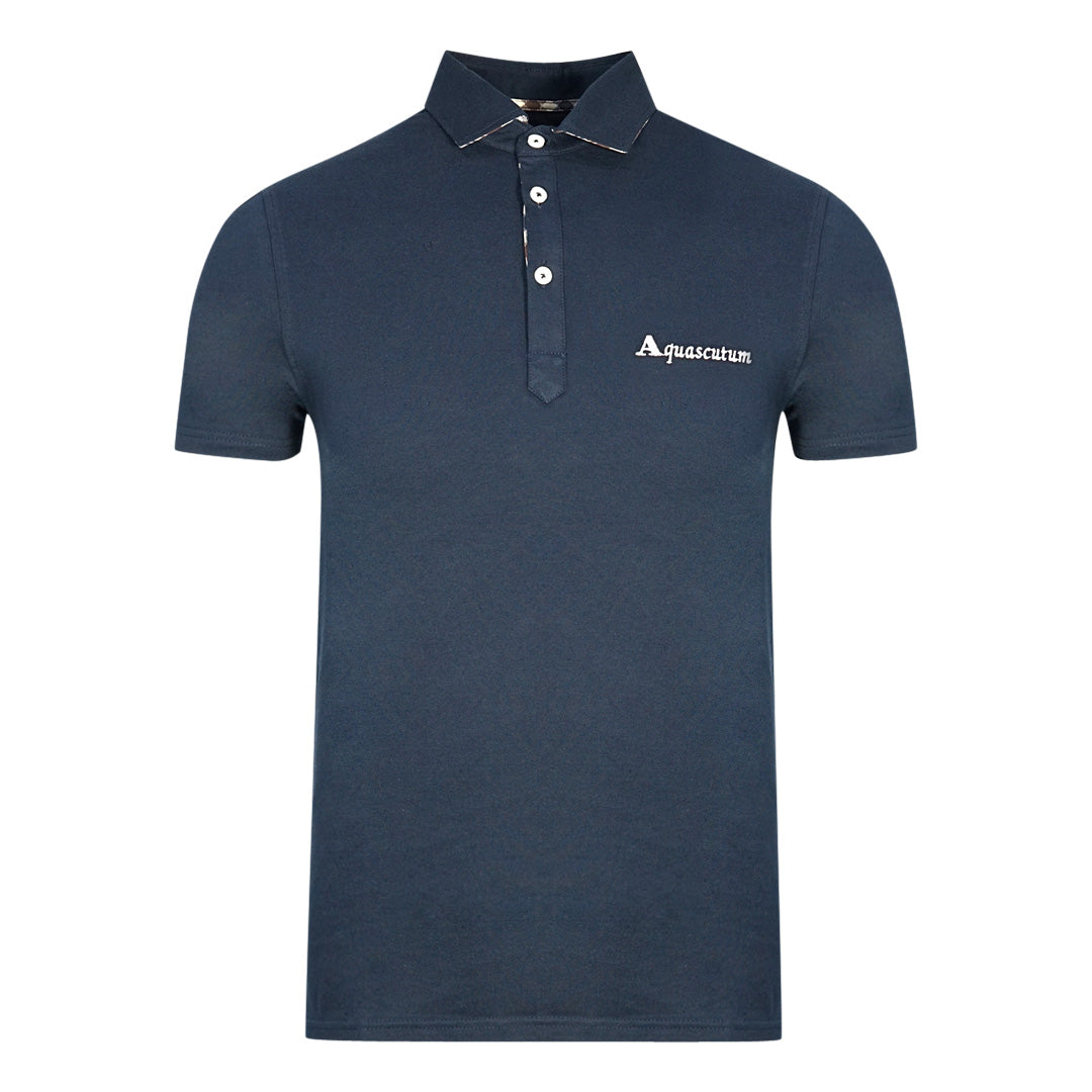 Aquascutum Mens Qmp021 85 Polo Shirt Navy