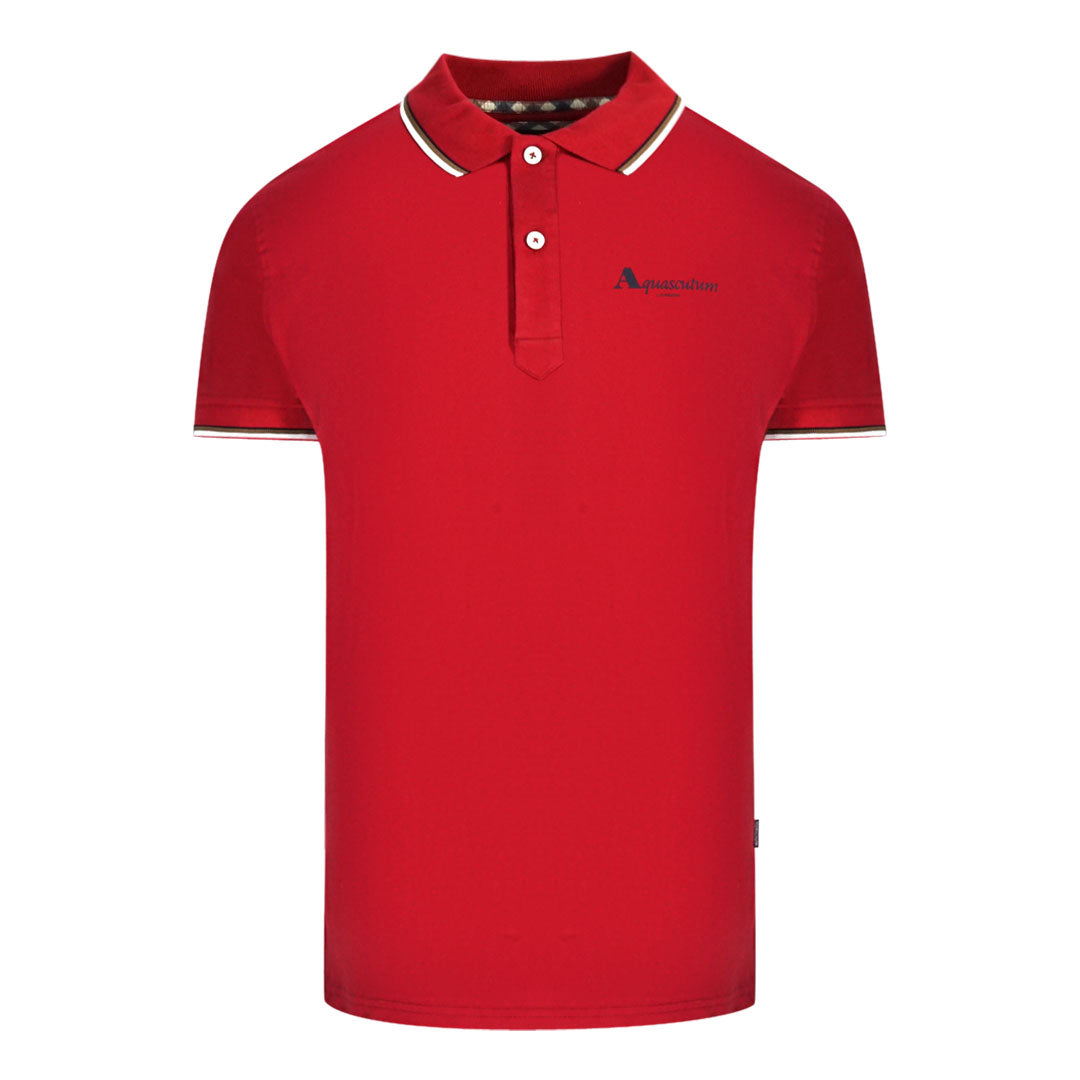 Aquascutum Mens Qmp051 52 Polo Shirt Red