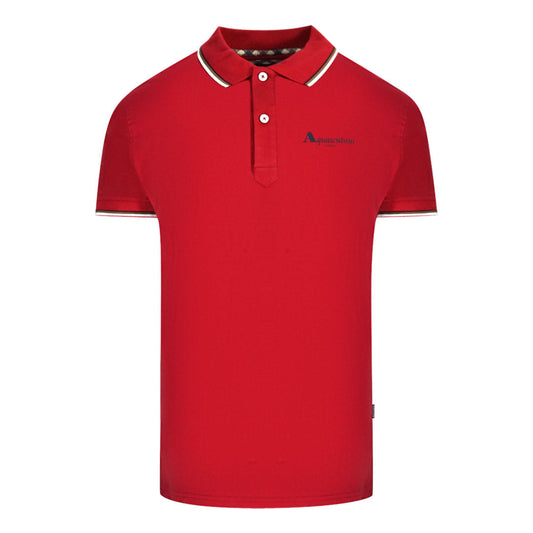 Aquascutum Mens Qmp051 52 Polo Shirt Red