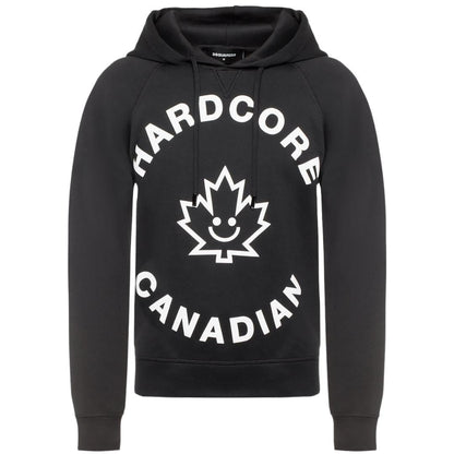 Dsquared2 Hardcore Canadian Maple Leaf Logo Black Hoodie - Nova Clothing